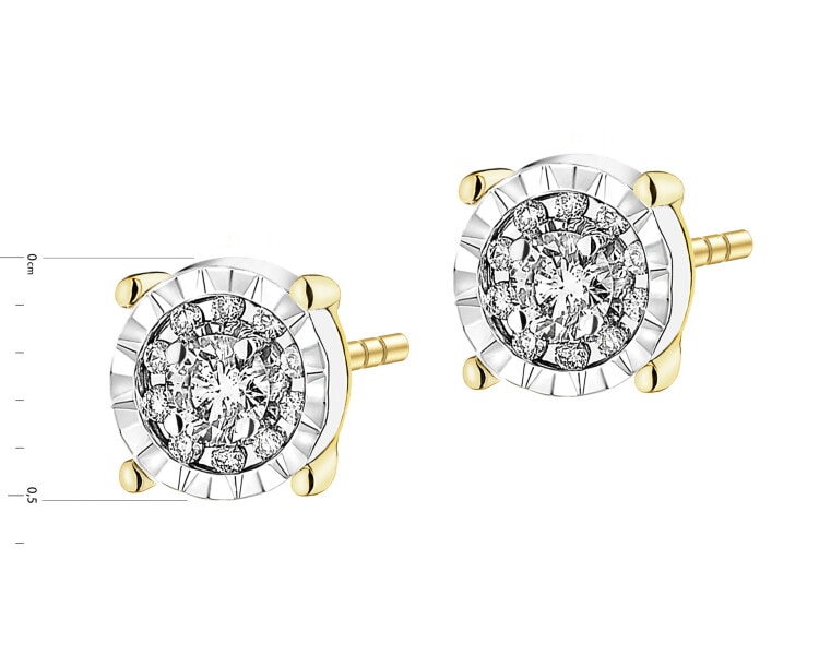 Kolczyki z żółtego i białego złota z brylantami - 0,15 ct - próba 585