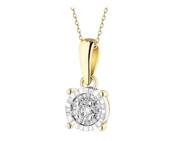 Zawieszka z żółtego i białego złota z brylantami - 0,07 ct - próba 585