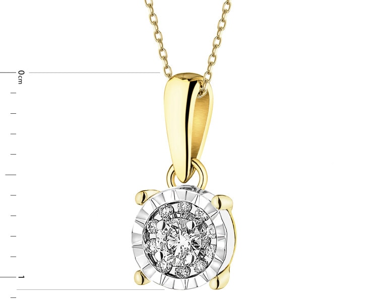 Zawieszka z żółtego i białego złota z brylantami - 0,07 ct - próba 585