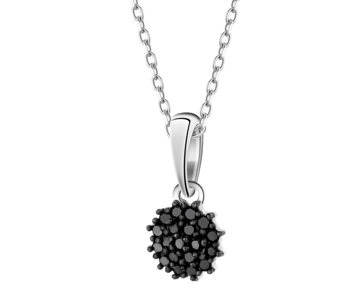 Zawieszka z białego złota z czarnymi diamentami - 0,05 ct - próba 585