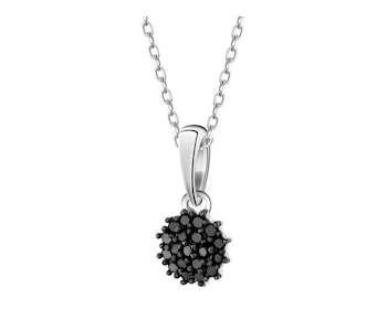 Zawieszka z białego złota z czarnymi diamentami - 0,05 ct - próba 585