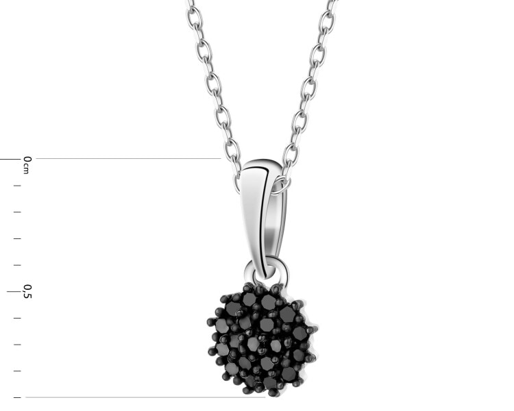 Zawieszka z białego złota z czarnymi diamentami - 0,05 ct - próba 585
