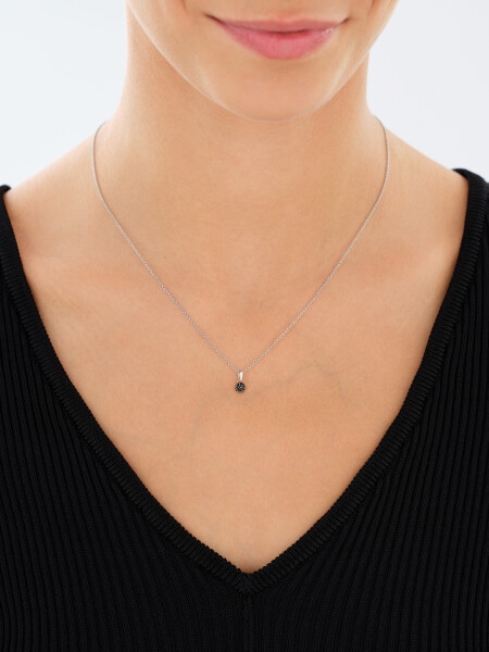Zawieszka z białego złota z czarnymi diamentami - 0,05 ct - próba 585
