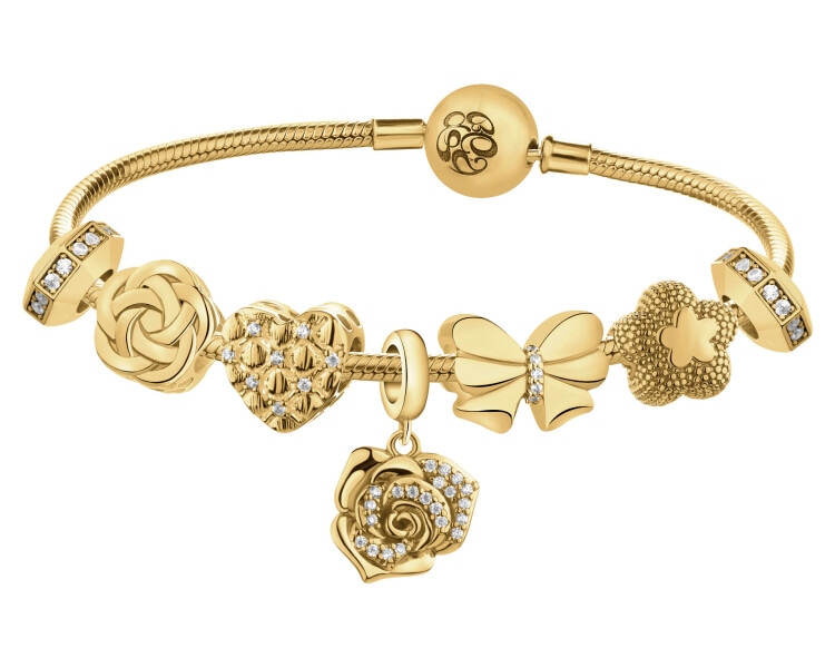 Bransoleta beads zestaw - kwiaty, serce, kokarda