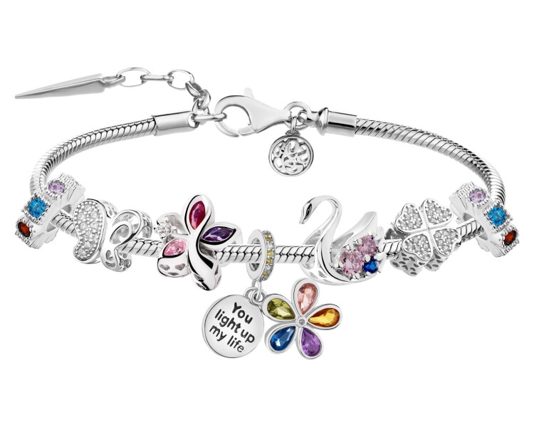 Bransoleta beads zestaw - kwiaty, koniczyna, motyl, łabądź