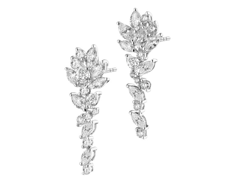 Kolczyki z białego złota z diamentami - 3,29 ct - próba 750