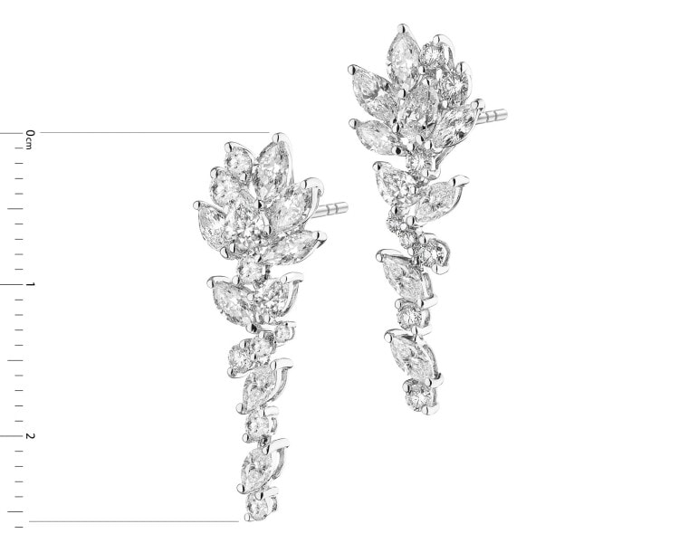 Kolczyki z białego złota z diamentami - 3,29 ct - próba 750