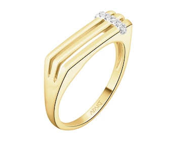 Pierścionek z żółtego złota z diamentami - 0,03 ct - próba 585