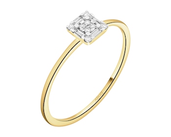 Pierścionek z żółtego złota z diamentami - 0,08 ct - próba 585