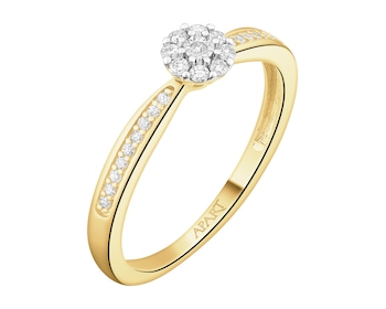 Pierścionek z żółtego i białego złota z diamentami - 0,13 ct - próba 585