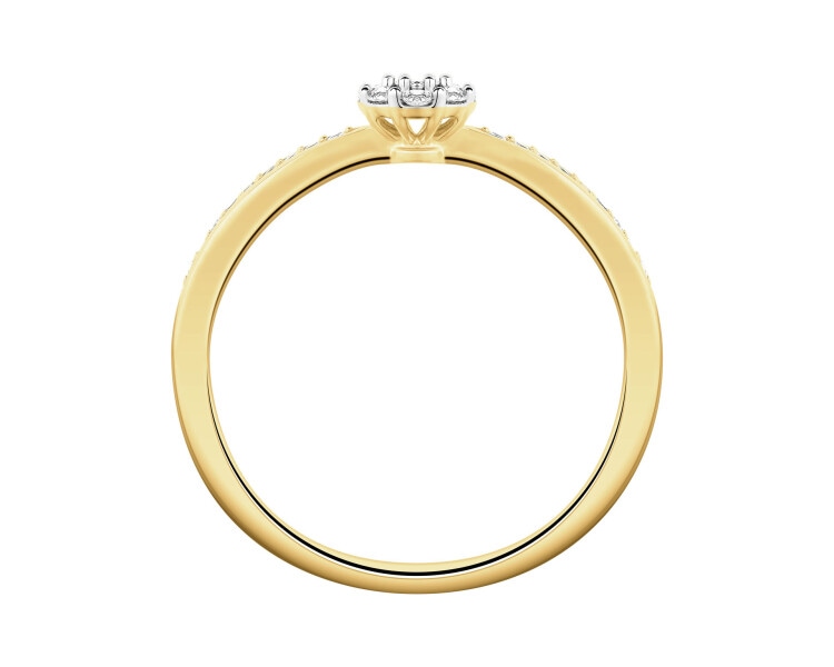 Pierścionek z żółtego i białego złota z diamentami - 0,13 ct - próba 585