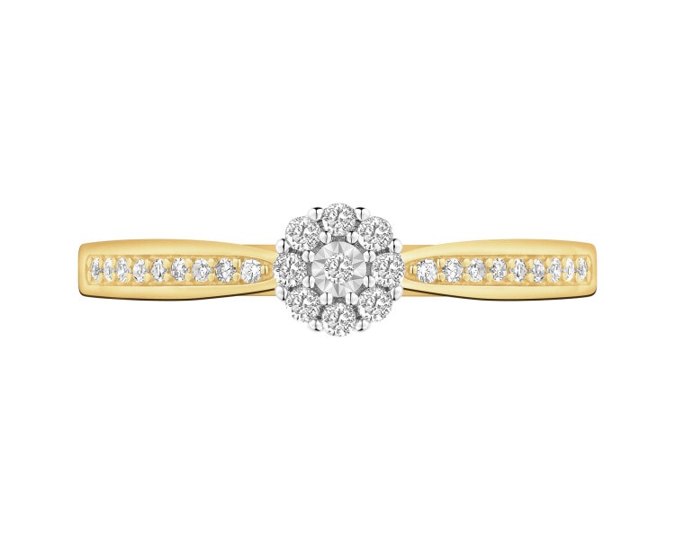 Pierścionek z żółtego i białego złota z diamentami - 0,13 ct - próba 585