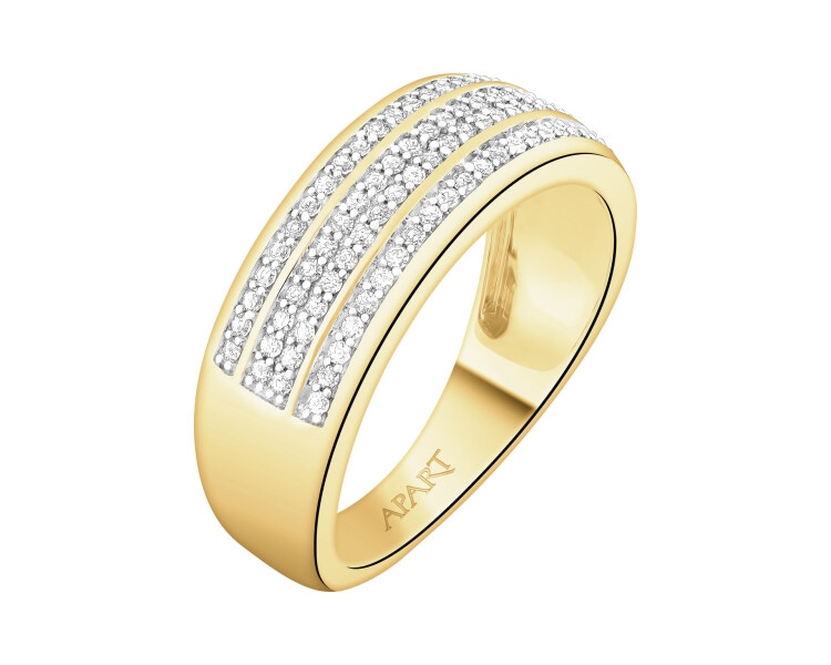 Pierścionek z żółtego złota z diamentami - 0,26 ct - próba 585