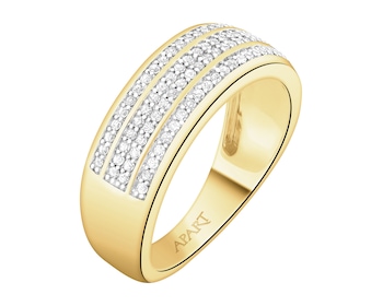 Pierścionek z żółtego złota z diamentami - 0,26 ct - próba 585