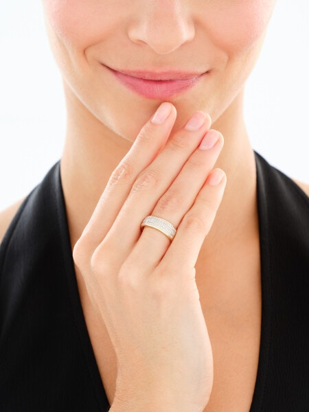 Pierścionek z żółtego złota z diamentami - 0,26 ct - próba 585