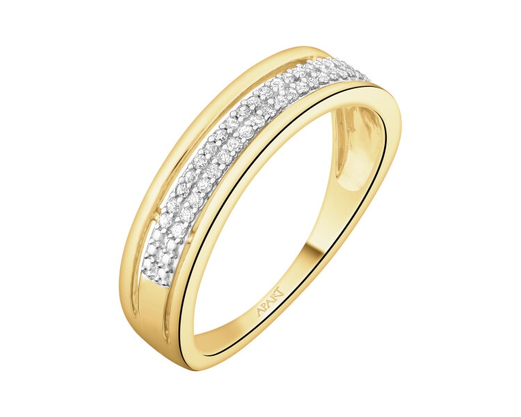 Pierścionek z żółtego złota z diamentami - 0,10 ct - próba 585