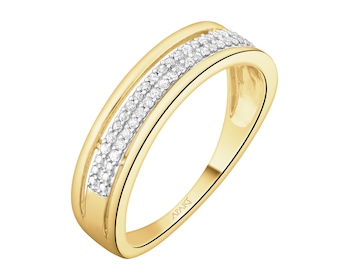 Pierścionek z żółtego złota z diamentami - 0,10 ct - próba 585