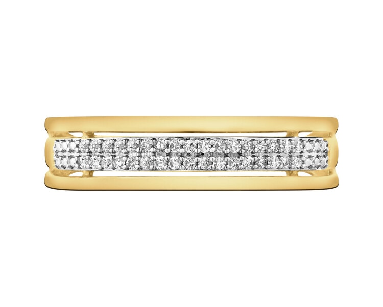 Pierścionek z żółtego złota z diamentami - 0,10 ct - próba 585