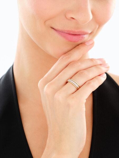 Pierścionek z żółtego złota z diamentami - 0,10 ct - próba 585
