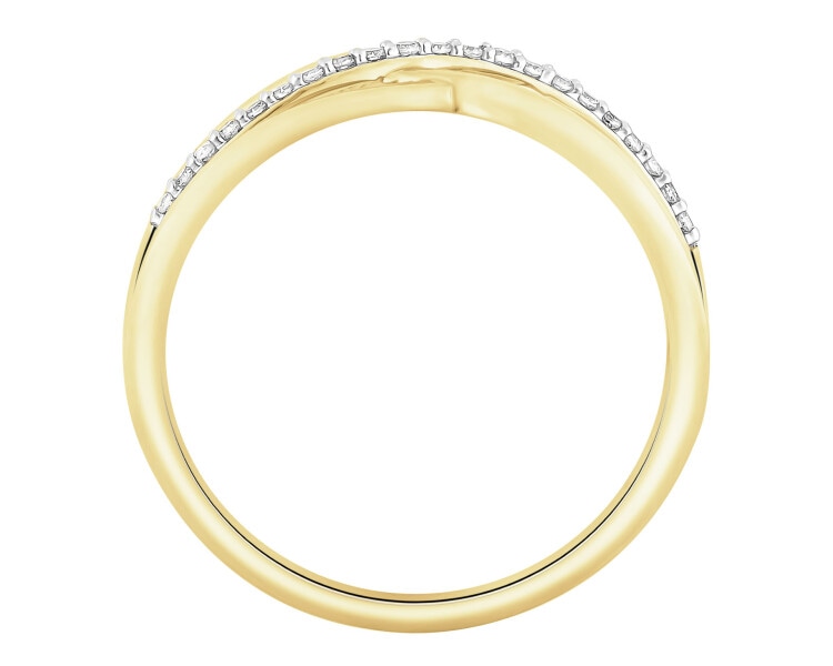 Pierścionek z żółtego złota z diamentami - 0,08 ct - próba 585