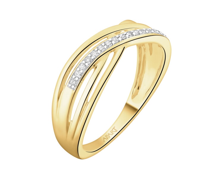 Pierścionek z żółtego złota z diamentami - 0,07 ct - próba 585