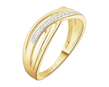 Pierścionek z żółtego złota z diamentami - 0,07 ct - próba 585
