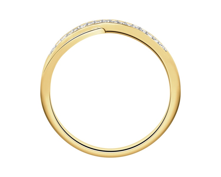 Pierścionek z żółtego złota z diamentami - 0,07 ct - próba 585