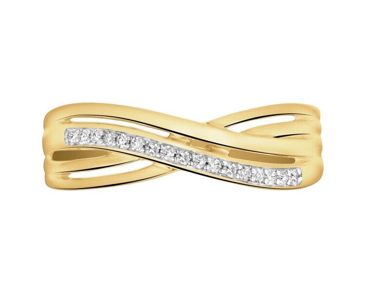 Pierścionek z żółtego złota z diamentami - 0,07 ct - próba 585