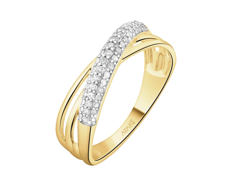 Pierścionek z żółtego złota z diamentami - 0,21 ct - próba 585