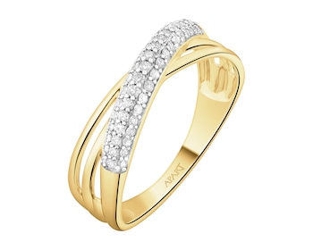 Pierścionek z żółtego złota z diamentami - 0,21 ct - próba 585