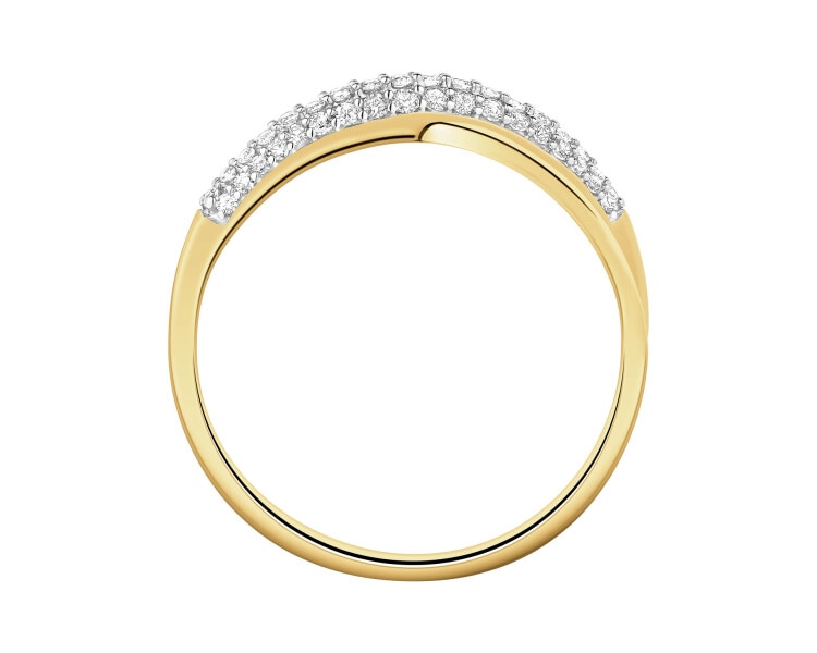Pierścionek z żółtego złota z diamentami - 0,21 ct - próba 585