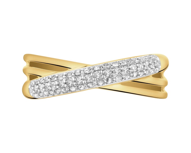 Pierścionek z żółtego złota z diamentami - 0,21 ct - próba 585