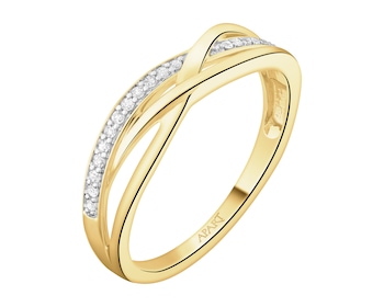 Pierścionek z żóltego złota z diamentami - 0,06 ct - próba 585