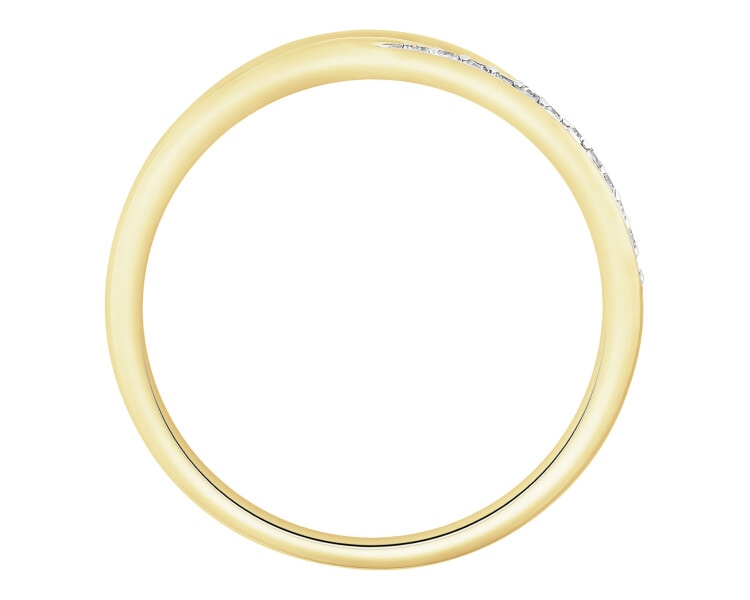 Pierścionek z żółtego złota z diamentami - 0,06 ct - próba 585
