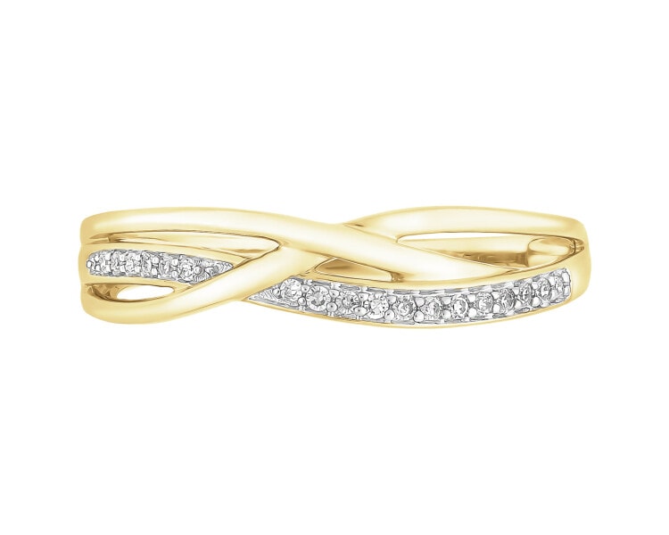 Pierścionek z żółtego złota z diamentami - 0,06 ct - próba 585