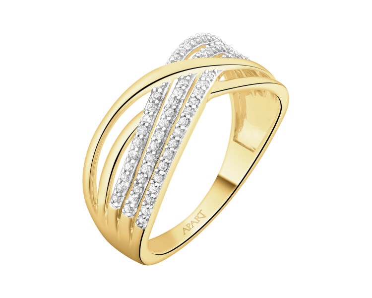 Pierścionek z żółtego złota z diamentami - 0,19 ct - próba 585