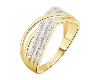 Pierścionek z żółtego złota z diamentami - 0,19 ct - próba 585
