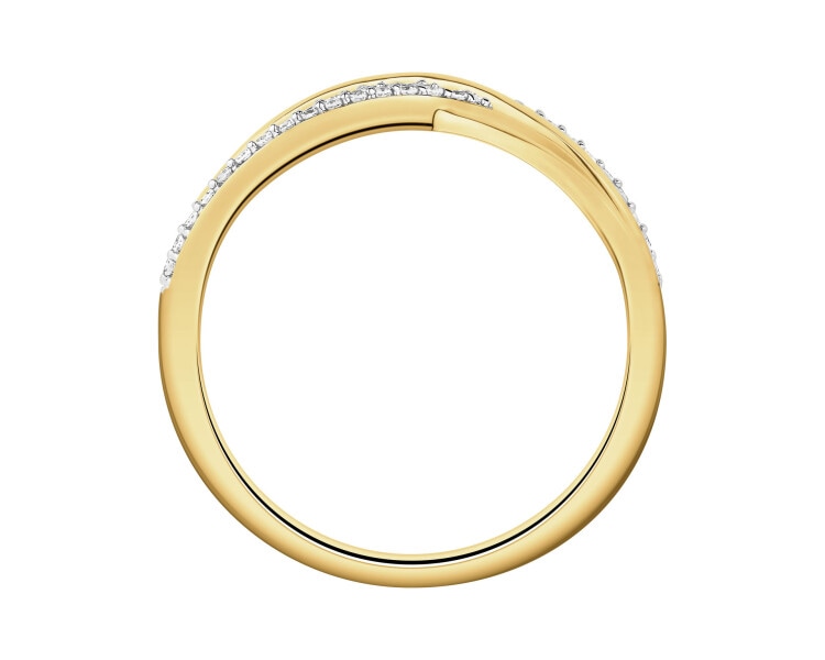 Pierścionek z żółtego złota z diamentami - 0,19 ct - próba 585