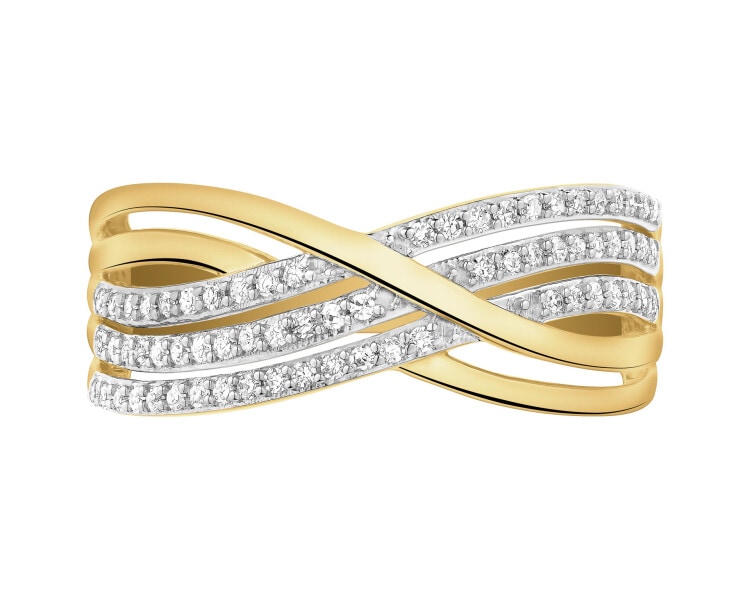 Pierścionek z żółtego złota z diamentami - 0,19 ct - próba 585