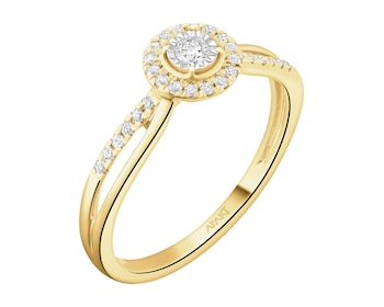 Pierścionek z żółtego i białego złota z diamentami - 0,15 ct - próba 585