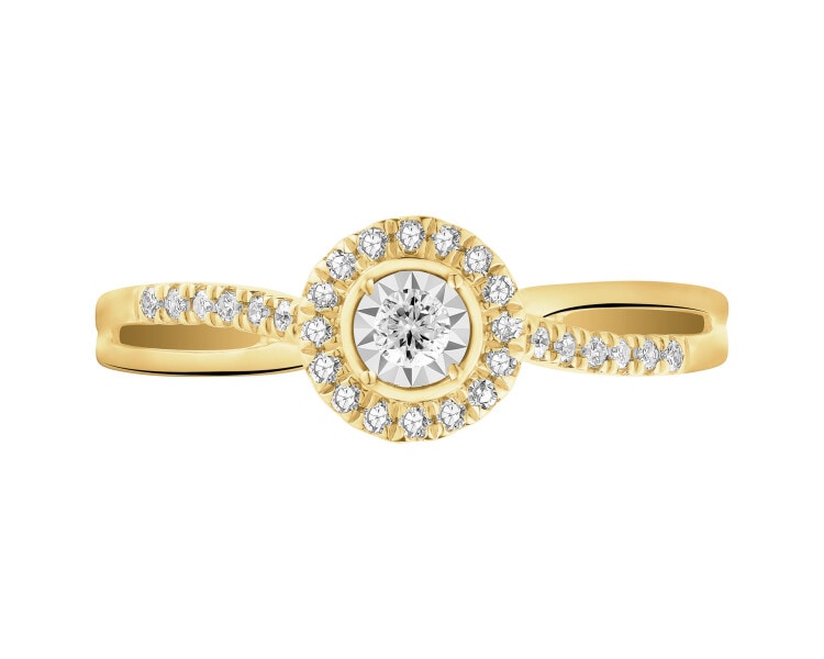 Pierścionek z żółtego i białego złota z diamentami - 0,15 ct - próba 585