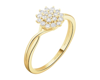 Pierścionek z żółtego złota z brylantami - 0,21 ct - próba 585