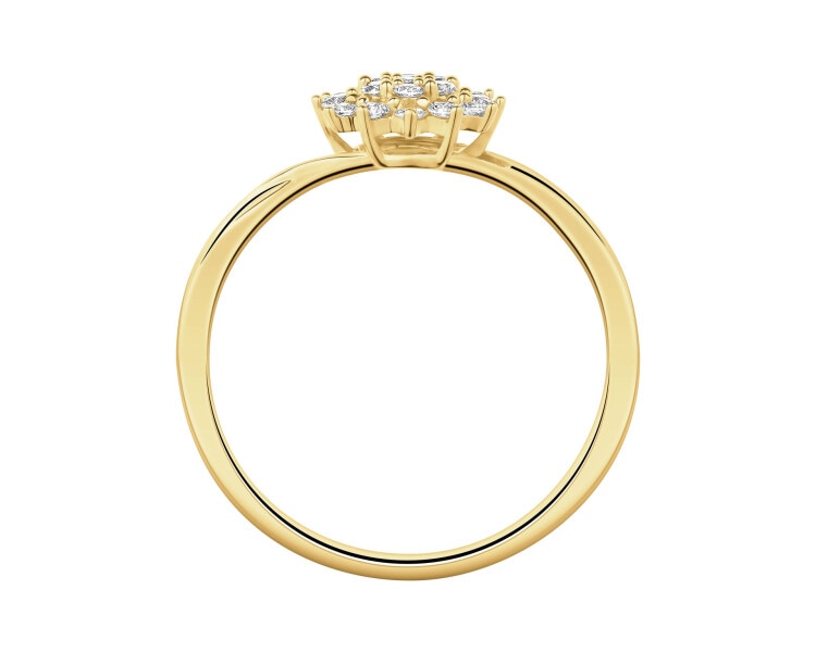 Pierścionek z żółtego złota z brylantami - 0,21 ct - próba 585