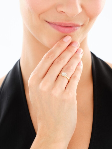 Pierścionek z żółtego złota z brylantami - 0,21 ct - próba 585
