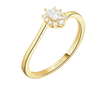 Pierścionek z żółtego złota z diamentami - 0,17 ct - próba 585