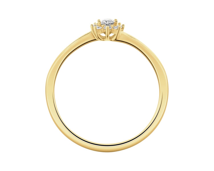 Pierścionek z żółtego złota z diamentami - 0,17 ct - próba 585