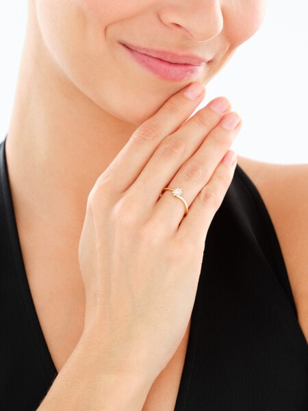Pierścionek z żółtego złota z diamentami - 0,17 ct - próba 585