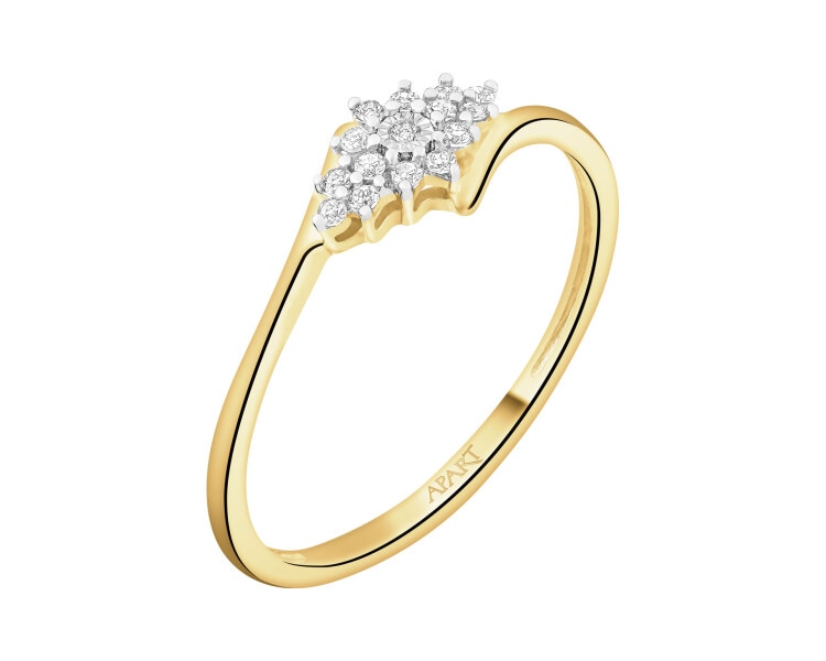 Pierścionek z żółtego i białego złota z diamentami - 0,07 ct - próba 585