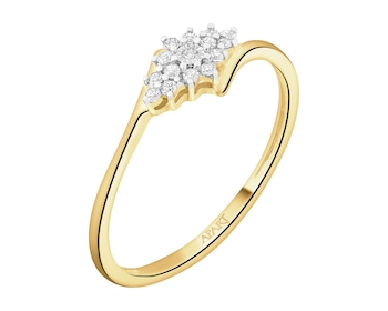 Pierścionek z żółtego i białego złota z diamentami - 0,07 ct - próba 585
