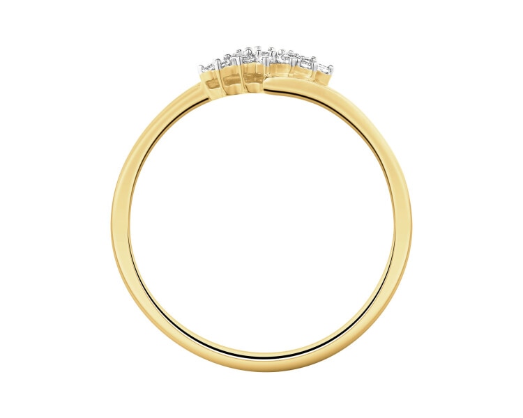 Pierścionek z żółtego i białego złota z diamentami - 0,07 ct - próba 585